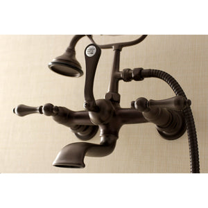 Aqua Vintage AE551T5 Three-Handle 2-Hole Tub Wall Mount Clawfoot Tub Faucet with Hand Shower, Oil Rubbed Bronze