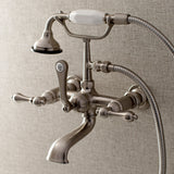 Aqua Vintage AE551T8 Three-Handle 2-Hole Tub Wall Mount Clawfoot Tub Faucet with Hand Shower, Brushed Nickel