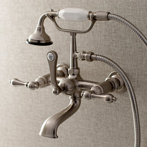 Aqua Vintage AE551T8 Three-Handle 2-Hole Tub Wall Mount Clawfoot Tub Faucet with Hand Shower, Brushed Nickel