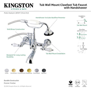 Aqua Vintage AE553T5 Three-Handle 2-Hole Tub Wall Mount Clawfoot Tub Faucet with Hand Shower, Oil Rubbed Bronze