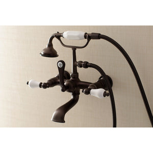 Aqua Vintage AE553T5 Three-Handle 2-Hole Tub Wall Mount Clawfoot Tub Faucet with Hand Shower, Oil Rubbed Bronze