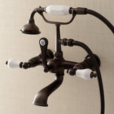 Aqua Vintage AE553T5 Three-Handle 2-Hole Tub Wall Mount Clawfoot Tub Faucet with Hand Shower, Oil Rubbed Bronze