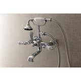 Aqua Vintage AE554T1 Three-Handle 2-Hole Tub Wall Mount Clawfoot Tub Faucet with Hand Shower, Polished Chrome