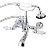 Aqua Vintage AE554T1 Three-Handle 2-Hole Tub Wall Mount Clawfoot Tub Faucet with Hand Shower, Polished Chrome