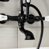 Aqua Vintage AE555T0 Three-Handle 2-Hole Tub Wall Mount Clawfoot Tub Faucet with Hand Shower, Matte Black