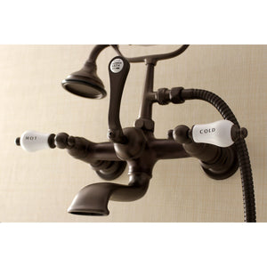 Aqua Vintage AE555T5 Three-Handle 2-Hole Tub Wall Mount Clawfoot Tub Faucet with Hand Shower, Oil Rubbed Bronze