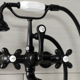 Aqua Vintage AE557T0 Three-Handle 2-Hole Tub Wall Mount Clawfoot Tub Faucet with Hand Shower, Matte Black