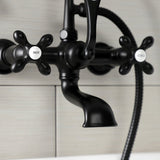 Aqua Vintage AE557T0 Three-Handle 2-Hole Tub Wall Mount Clawfoot Tub Faucet with Hand Shower, Matte Black