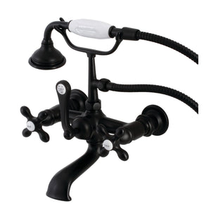 Aqua Vintage AE557T0 Three-Handle 2-Hole Tub Wall Mount Clawfoot Tub Faucet with Hand Shower, Matte Black