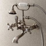 Aqua Vintage AE557T8 Three-Handle 2-Hole Tub Wall Mount Clawfoot Tub Faucet with Hand Shower, Brushed Nickel