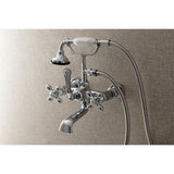 Aqua Vintage AE558T1 Three-Handle 2-Hole Tub Wall Mount Clawfoot Tub Faucet with Hand Shower, Polished Chrome