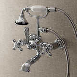 Aqua Vintage AE558T1 Three-Handle 2-Hole Tub Wall Mount Clawfoot Tub Faucet with Hand Shower, Polished Chrome