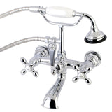 Aqua Vintage AE558T1 Three-Handle 2-Hole Tub Wall Mount Clawfoot Tub Faucet with Hand Shower, Polished Chrome