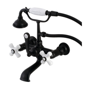 Aqua Vintage AE559T0 Three-Handle 2-Hole Tub Wall Mount Clawfoot Tub Faucet with Hand Shower, Matte Black
