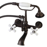 Aqua Vintage AE559T5 Three-Handle 2-Hole Tub Wall Mount Clawfoot Tub Faucet with Hand Shower, Oil Rubbed Bronze