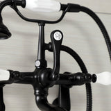 Aqua Vintage AE55T0 Three-Handle 2-Hole Tub Wall Mount Clawfoot Tub Faucet with Hand Shower, Matte Black