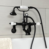 Aqua Vintage AE55T0 Three-Handle 2-Hole Tub Wall Mount Clawfoot Tub Faucet with Hand Shower, Matte Black
