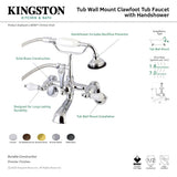 Aqua Vintage AE55T5 Three-Handle 2-Hole Tub Wall Mount Clawfoot Tub Faucet with Hand Shower, Oil Rubbed Bronze