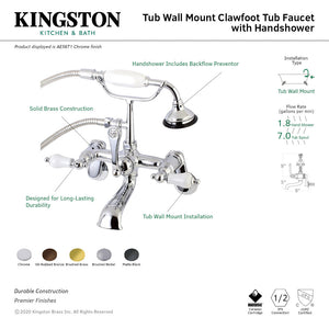 Aqua Vintage AE55T5 Three-Handle 2-Hole Tub Wall Mount Clawfoot Tub Faucet with Hand Shower, Oil Rubbed Bronze