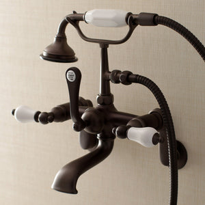 Aqua Vintage AE55T5 Three-Handle 2-Hole Tub Wall Mount Clawfoot Tub Faucet with Hand Shower, Oil Rubbed Bronze