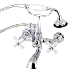 Aqua Vintage AE560T1 Three-Handle 2-Hole Tub Wall Mount Clawfoot Tub Faucet with Hand Shower, Polished Chrome