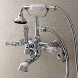 Aqua Vintage AE56T1 Three-Handle 2-Hole Tub Wall Mount Clawfoot Tub Faucet with Hand Shower, Polished Chrome