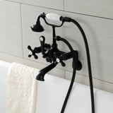 Aqua Vintage AE57T0 Three-Handle 2-Hole Tub Wall Mount Clawfoot Tub Faucet with Hand Shower, Matte Black