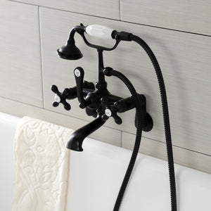 Aqua Vintage AE57T0 Three-Handle 2-Hole Tub Wall Mount Clawfoot Tub Faucet with Hand Shower, Matte Black