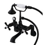 Aqua Vintage AE57T0 Three-Handle 2-Hole Tub Wall Mount Clawfoot Tub Faucet with Hand Shower, Matte Black
