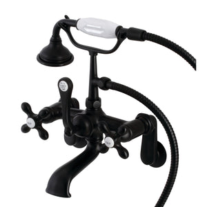 Aqua Vintage AE57T0 Three-Handle 2-Hole Tub Wall Mount Clawfoot Tub Faucet with Hand Shower, Matte Black