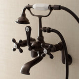 Aqua Vintage AE57T5 Three-Handle 2-Hole Tub Wall Mount Clawfoot Tub Faucet with Hand Shower, Oil Rubbed Bronze