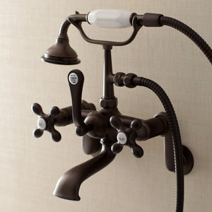 Aqua Vintage AE57T5 Three-Handle 2-Hole Tub Wall Mount Clawfoot Tub Faucet with Hand Shower, Oil Rubbed Bronze