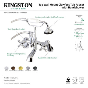 Aqua Vintage AE58T1 Three-Handle 2-Hole Tub Wall Mount Clawfoot Tub Faucet with Hand Shower, Polished Chrome