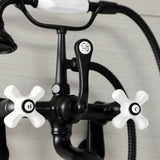 Aqua Vintage AE59T0 Three-Handle 2-Hole Tub Wall Mount Clawfoot Tub Faucet with Hand Shower, Matte Black