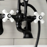 Aqua Vintage AE59T0 Three-Handle 2-Hole Tub Wall Mount Clawfoot Tub Faucet with Hand Shower, Matte Black