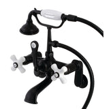 Aqua Vintage AE59T0 Three-Handle 2-Hole Tub Wall Mount Clawfoot Tub Faucet with Hand Shower, Matte Black