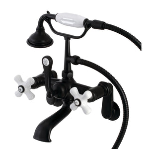 Aqua Vintage AE59T0 Three-Handle 2-Hole Tub Wall Mount Clawfoot Tub Faucet with Hand Shower, Matte Black