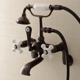 Aqua Vintage AE59T5 Three-Handle 2-Hole Tub Wall Mount Clawfoot Tub Faucet with Hand Shower, Oil Rubbed Bronze