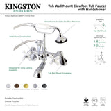 Aqua Vintage AE59T8 Three-Handle 2-Hole Tub Wall Mount Clawfoot Tub Faucet with Hand Shower, Brushed Nickel