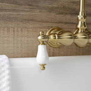 Aqua Vintage AE5T7 Two-Handle 2-Hole Tub Wall Mount Clawfoot Tub Faucet, Brushed Brass