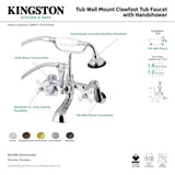 Aqua Vintage AE60T1 Three-Handle 2-Hole Tub Wall Mount Clawfoot Tub Faucet with Hand Shower, Polished Chrome