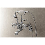 Aqua Vintage AE60T1 Three-Handle 2-Hole Tub Wall Mount Clawfoot Tub Faucet with Hand Shower, Polished Chrome