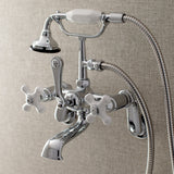 Aqua Vintage AE60T1 Three-Handle 2-Hole Tub Wall Mount Clawfoot Tub Faucet with Hand Shower, Polished Chrome