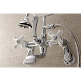 Aqua Vintage AE60T1 Three-Handle 2-Hole Tub Wall Mount Clawfoot Tub Faucet with Hand Shower, Polished Chrome