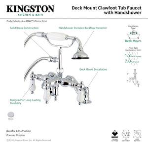 Vintage AE622T1 Three-Handle 2-Hole Deck Mount Clawfoot Tub Faucet with Hand Shower, Polished Chrome