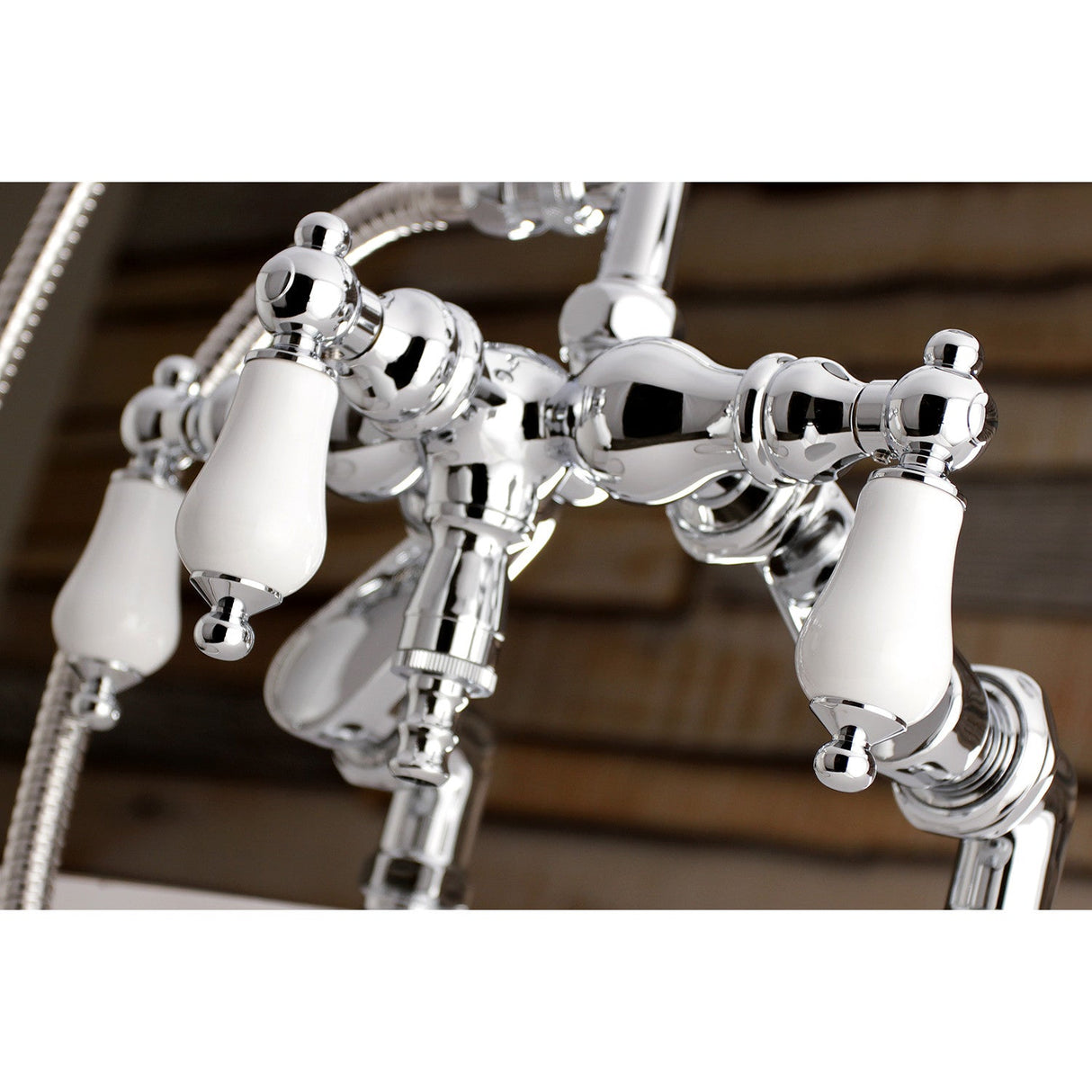 Vintage AE622T1 Three-Handle 2-Hole Deck Mount Clawfoot Tub Faucet with Hand Shower, Polished Chrome