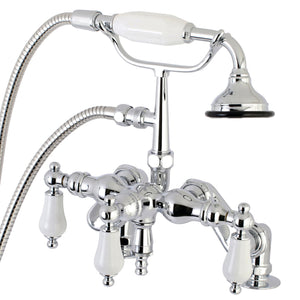 Vintage AE622T1 Three-Handle 2-Hole Deck Mount Clawfoot Tub Faucet with Hand Shower, Polished Chrome