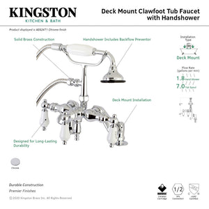 Vintage AE624T1 Three-Handle 2-Hole Deck Mount Clawfoot Tub Faucet with Hand Shower, Polished Chrome
