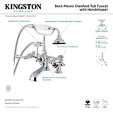 Vintage AE652T1 Three-Handle 2-Hole Deck Mount Clawfoot Tub Faucet with Hand Shower, Polished Chrome