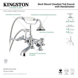 Vintage AE652T1 Three-Handle 2-Hole Deck Mount Clawfoot Tub Faucet with Hand Shower, Polished Chrome